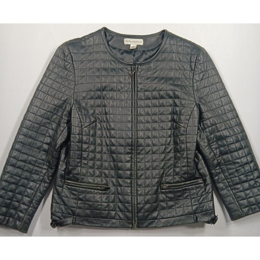 Petite Sophisticate Vintage Leather Jacket Ladies Size Large Black